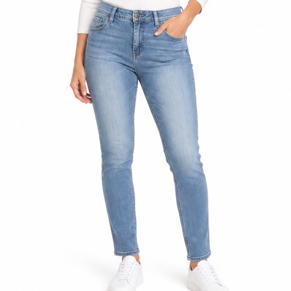 Democracy Ab Technology Slim Leg Light Wash Blue Denim Jeans Womens Size 10